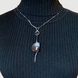 Anne Marie Chagnon signed brutalist mixed medium necklace